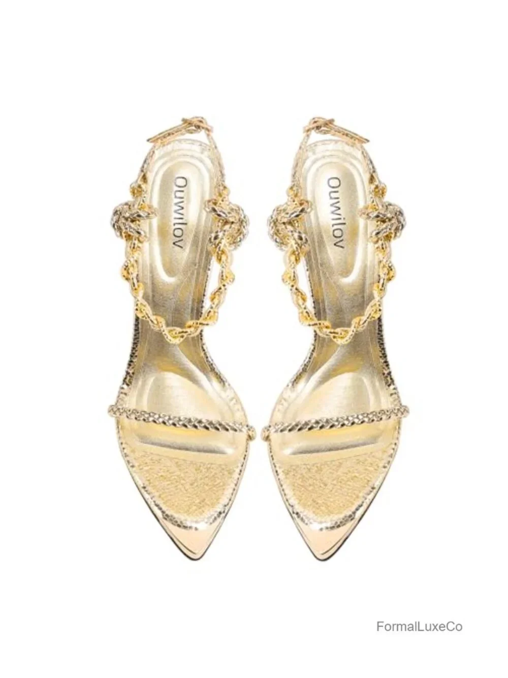 Gold Metallic Stiletto Heeled Sandals Open Toe Ankle Strap Wedding Prom